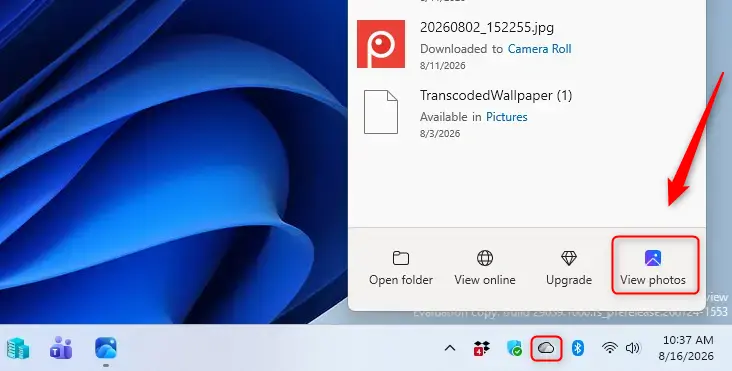 Windows 11 OneDrive new photo feature interface displaying cloud memories