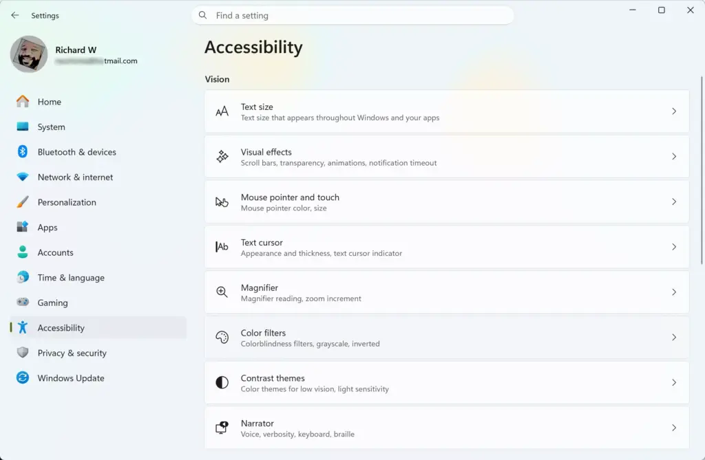 Settings › Accessibility