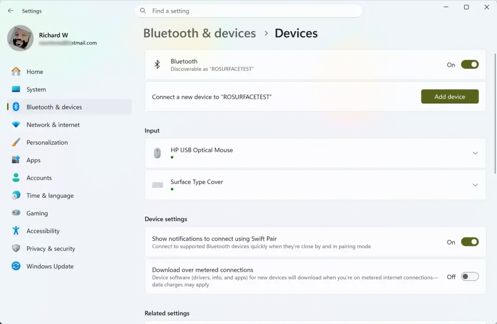 Settings › Bluetooth & devices