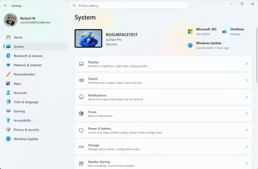 Settings › System