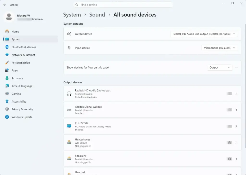 audio_devices-2.webp Settings › Sound › All sound devices › System defaults