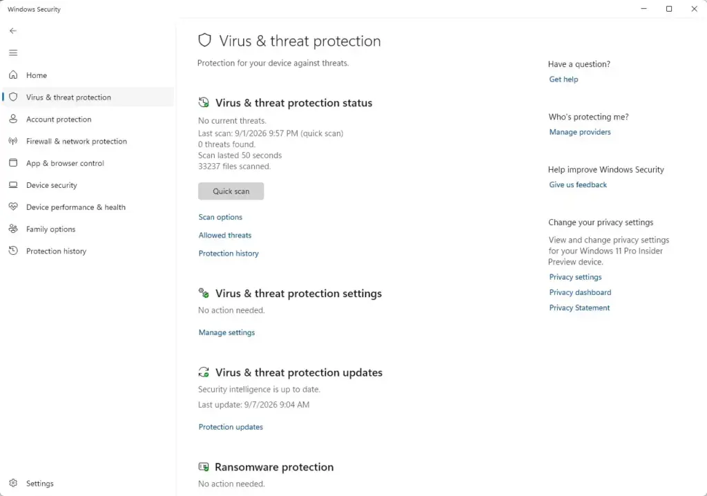Windows Security › Virus & threat protection
