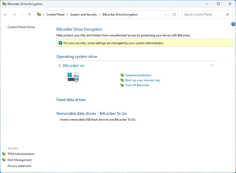 Control Panel > System and Security