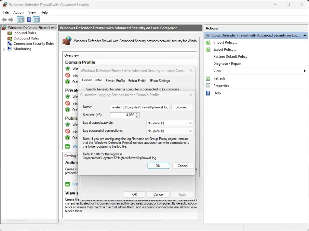 Windows Security > Firewall
