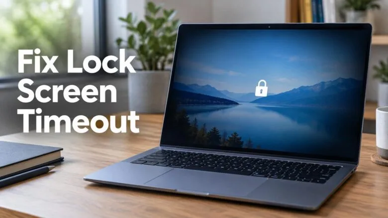A Windows 11 laptop showing its lock screen as the display begins to dim, illustrating a lock screen timeout problem.