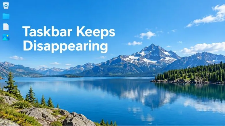 Windows 11 desktop with the taskbar hidden at the bottom edge, showing why the taskbar keeps disappearing.